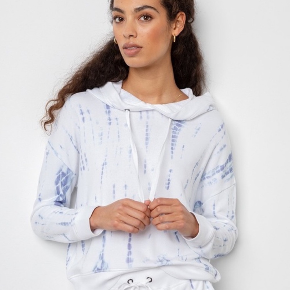 Rails Murray Cloud Tie Dye Hooded Sweatshirt Blue White Size Small